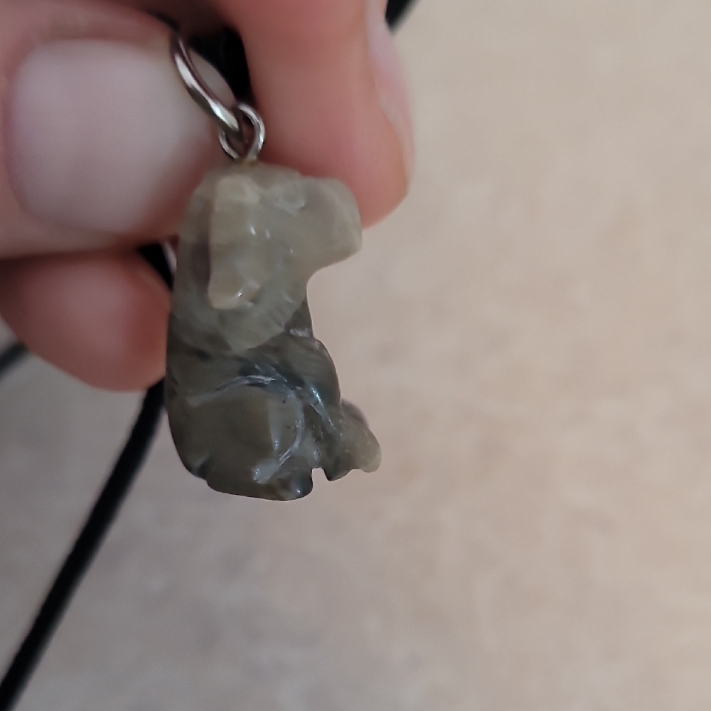 Carved Stone Pendant Necklace